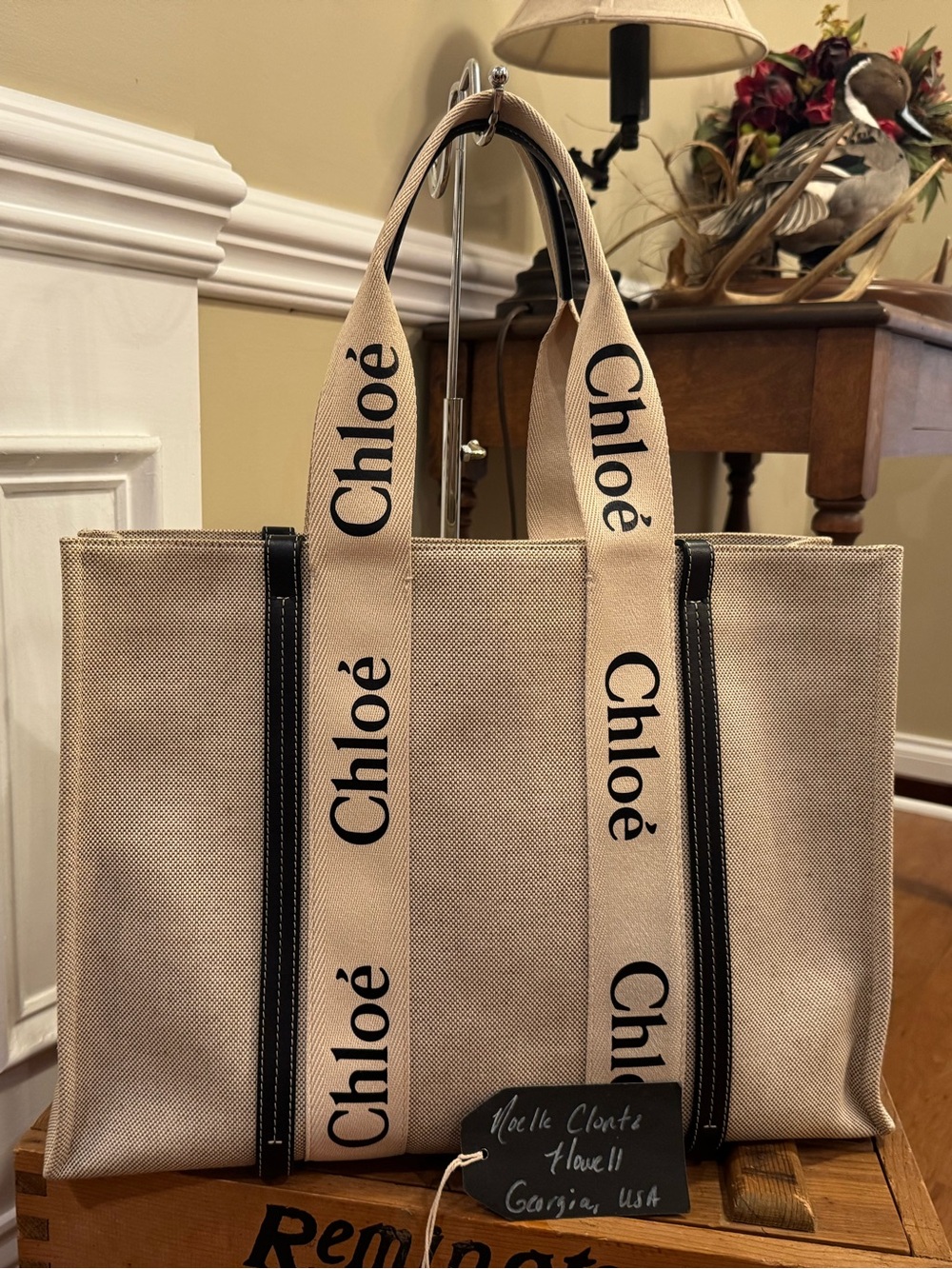 CHLOE Large Woody Tote, Navy